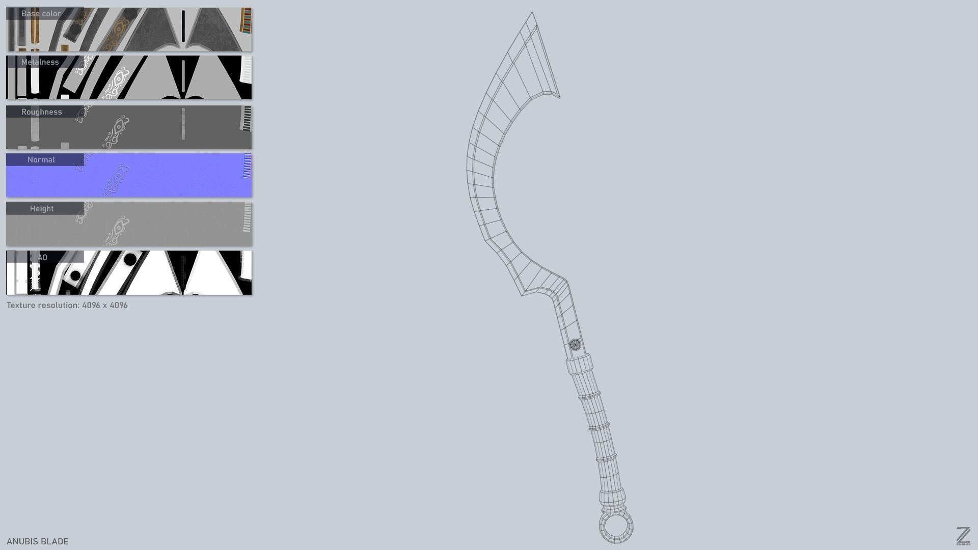 Anubis blade Low-poly 3D model_3