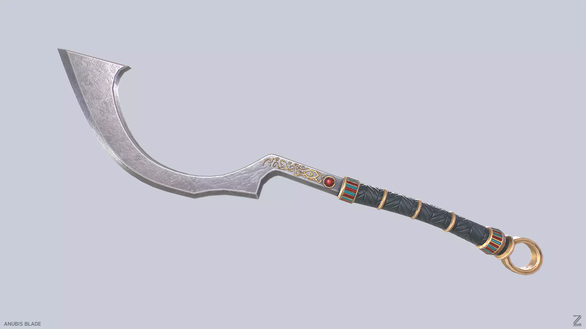 Anubis blade Low-poly 3D model_0