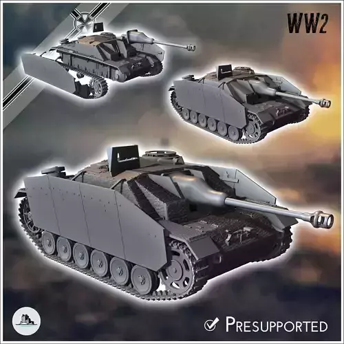 Sturmgeschutz StuG III AusfG 1944 late production - miniatures t 3D print model