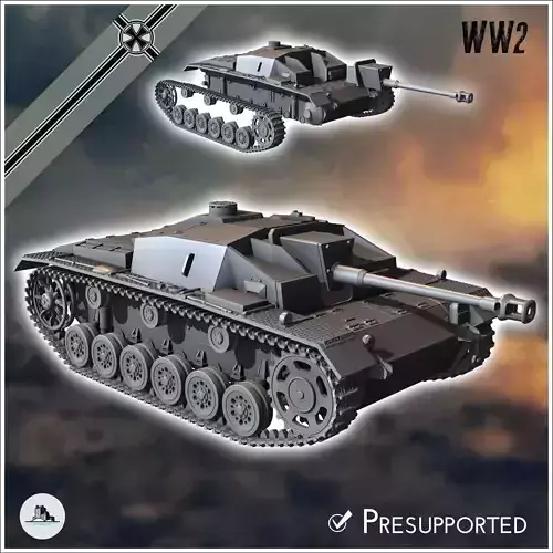 Sturmgeschutz StuG III Ausf F SdKfz 142-1 - miniatures tabletop 3D print model