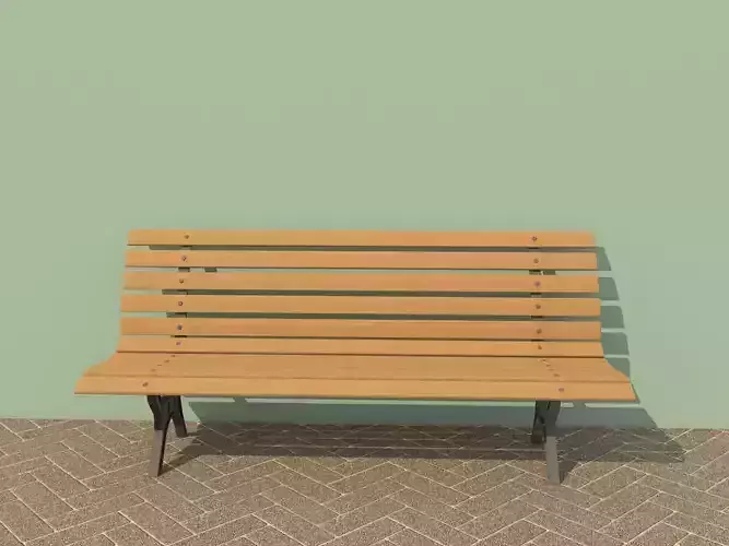3D Park Bench Model - Metal and Wood