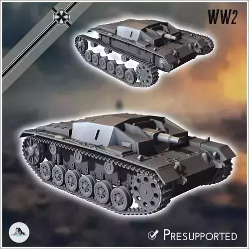 Sturmgeschutz StuG III Ausf C SdKfz 142-1 - miniatures tabletop 3D print model
