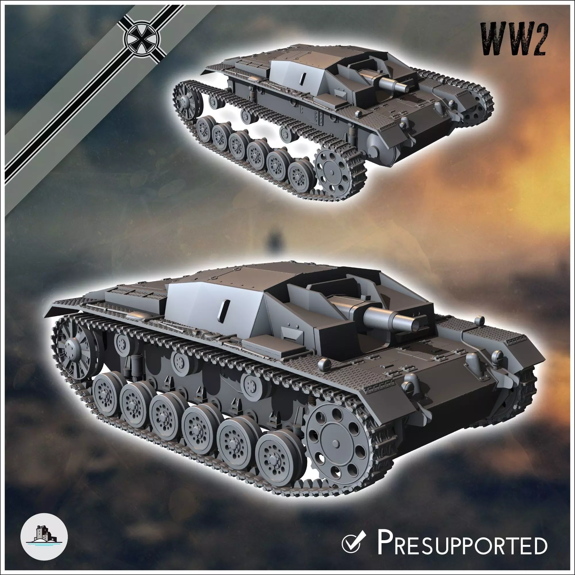 Sturmgeschutz StuG III Ausf C SdKfz 142-1 - miniatures tabletop 3D print model_0