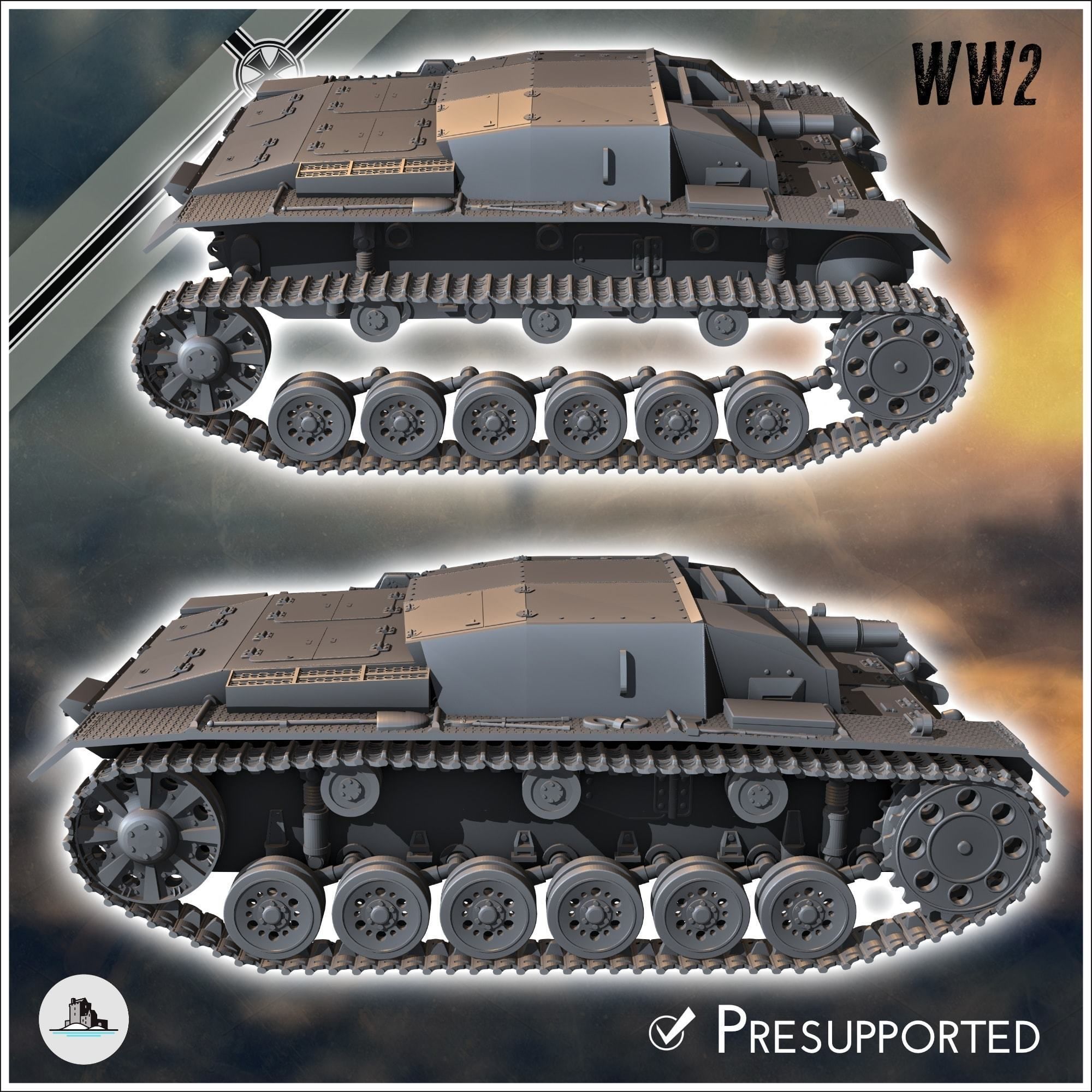 Sturmgeschutz StuG III Ausf A SdKfz 142-1 - miniatures tabletop 3D print model_3