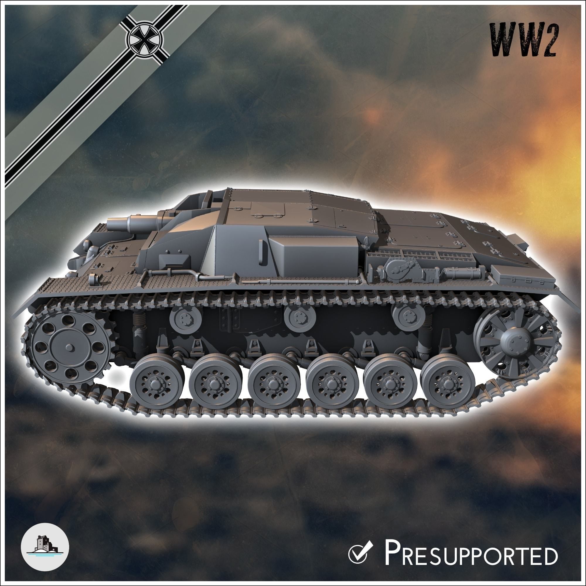 Sturmgeschutz StuG III Ausf A SdKfz 142-1 - miniatures tabletop 3D print model_5
