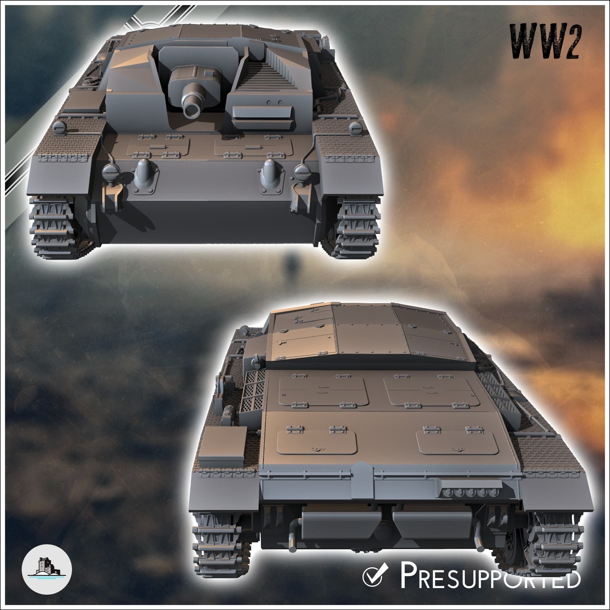 Sturmgeschutz StuG III Ausf A SdKfz 142-1 - miniatures tabletop 3D print model_4