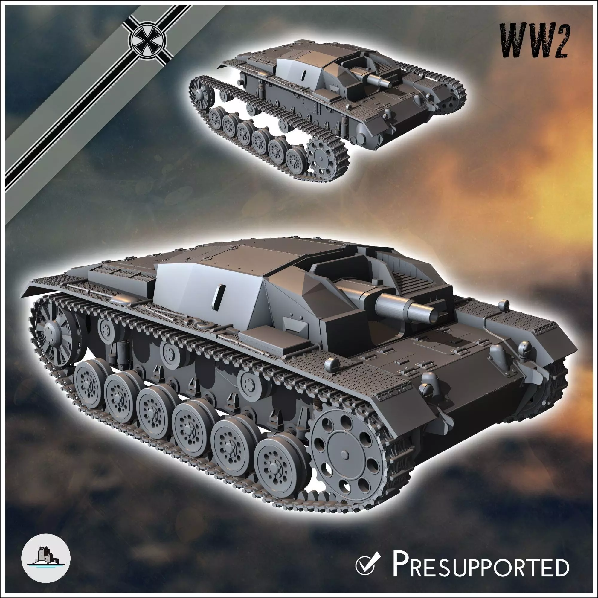 Sturmgeschutz StuG III Ausf A SdKfz 142-1 - miniatures tabletop 3D print model_0