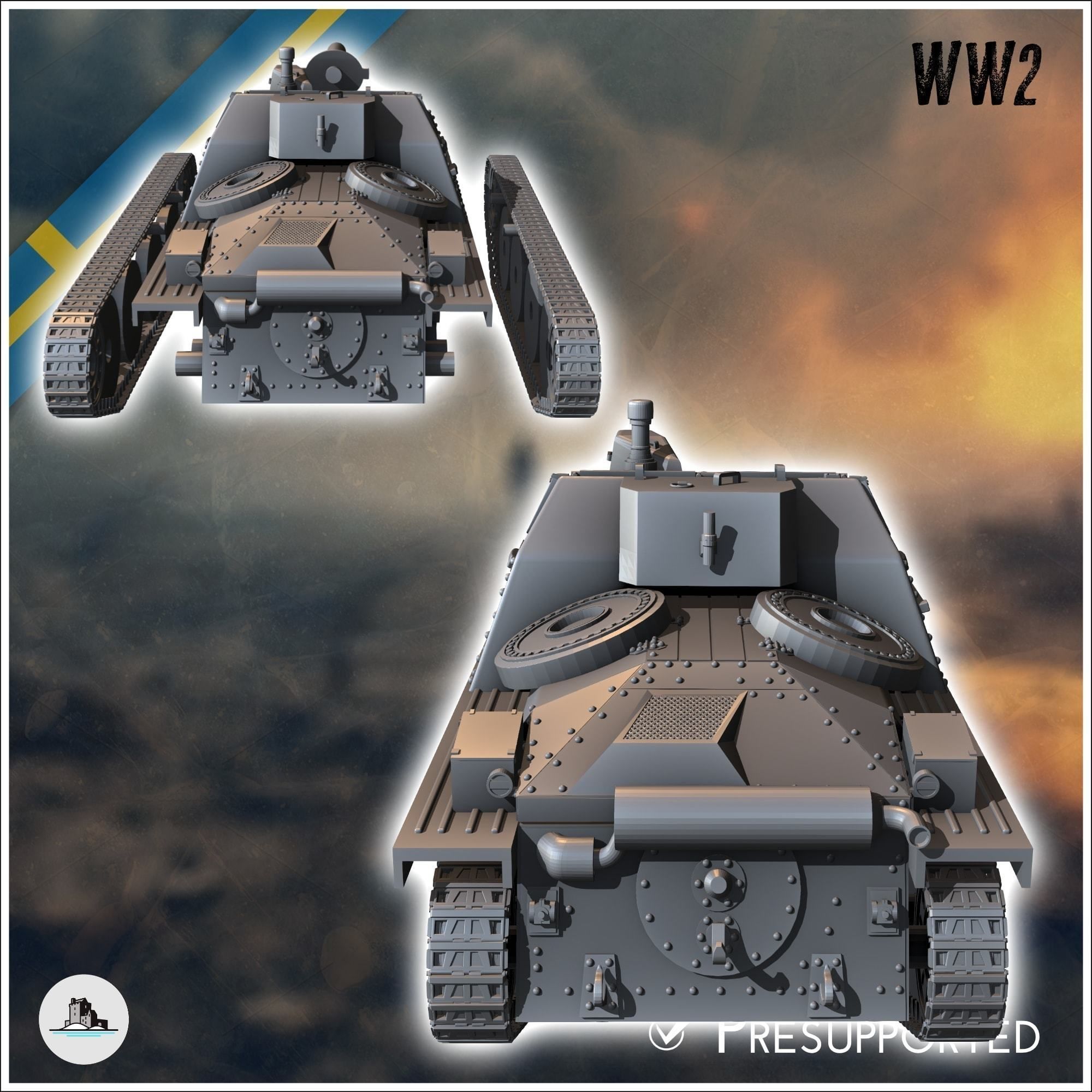 Stormartillerivagn Sav m43 Swedish assault gun - miniatures tabl 3D print model_2