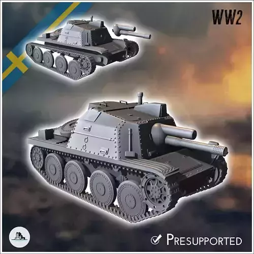 Stormartillerivagn Sav m43 Swedish assault gun - miniatures tabl