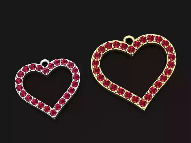 2 size heart pendant