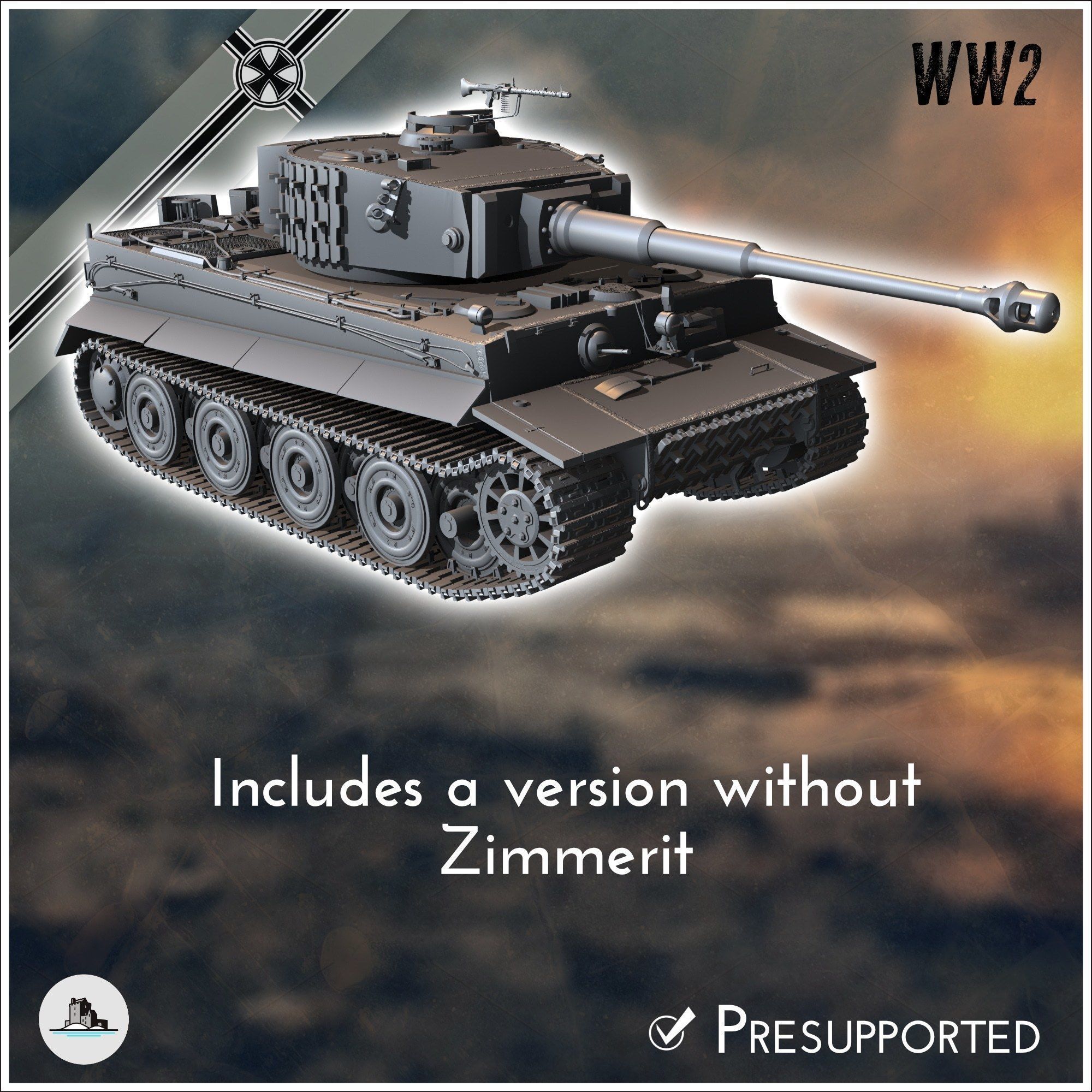 Panzer VI Tiger Ausf E 1944 late - miniatures tabletop scenery 3D print model_5