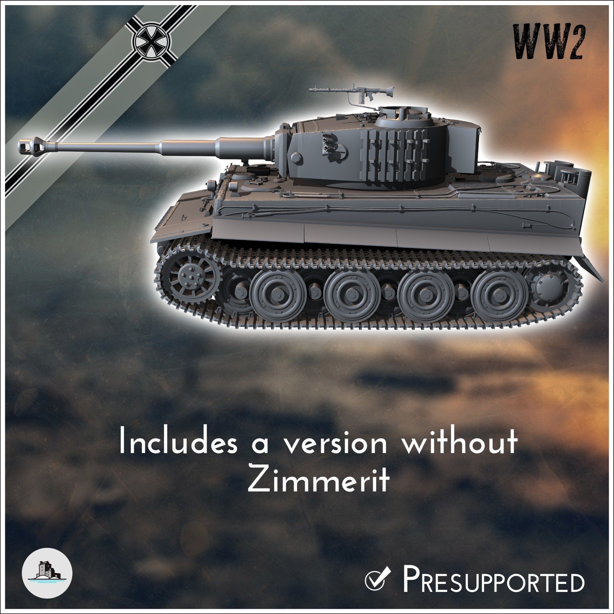 Panzer VI Tiger Ausf E 1944 late - miniatures tabletop scenery 3D print model_6