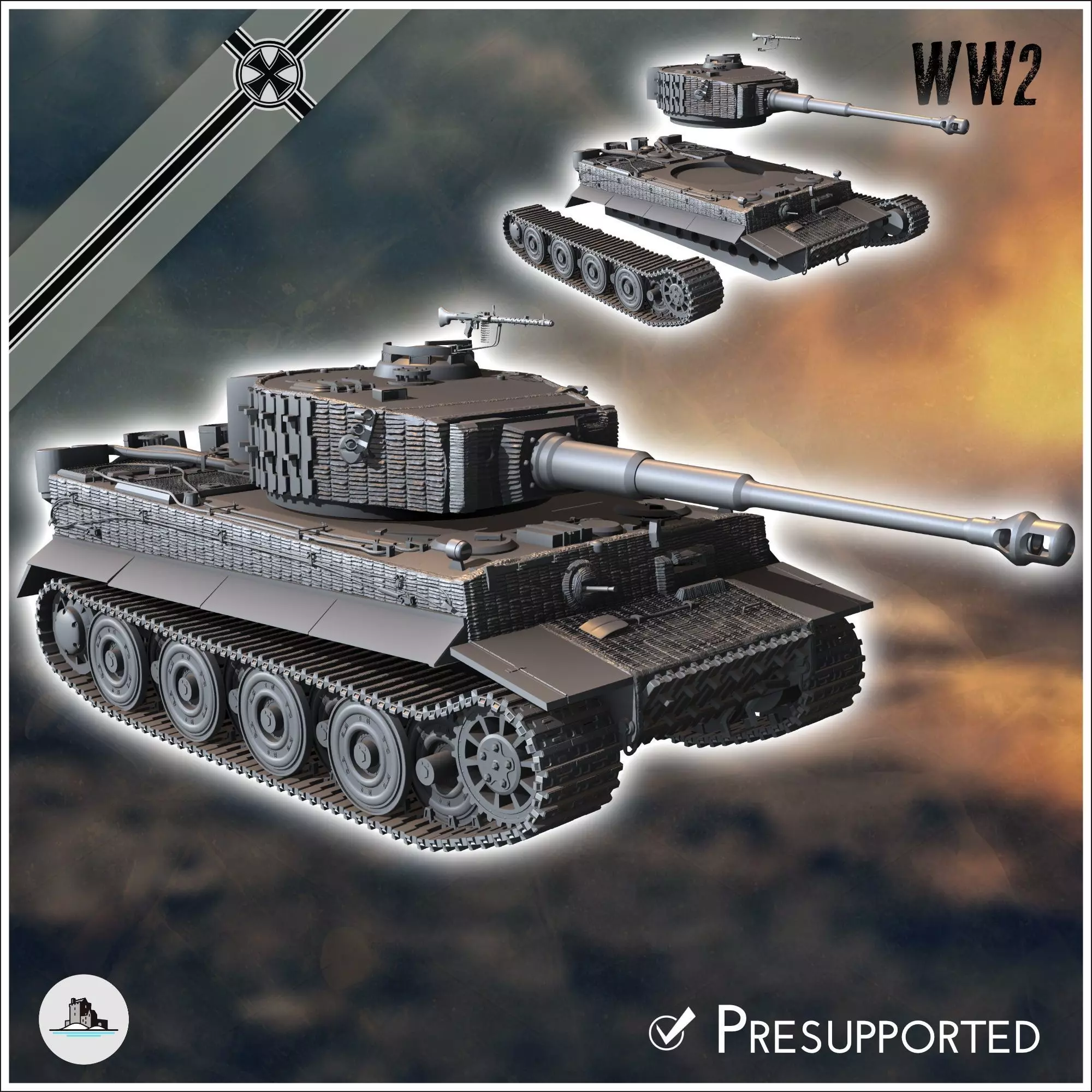 Panzer VI Tiger Ausf E 1944 late - miniatures tabletop scenery 3D print model_0