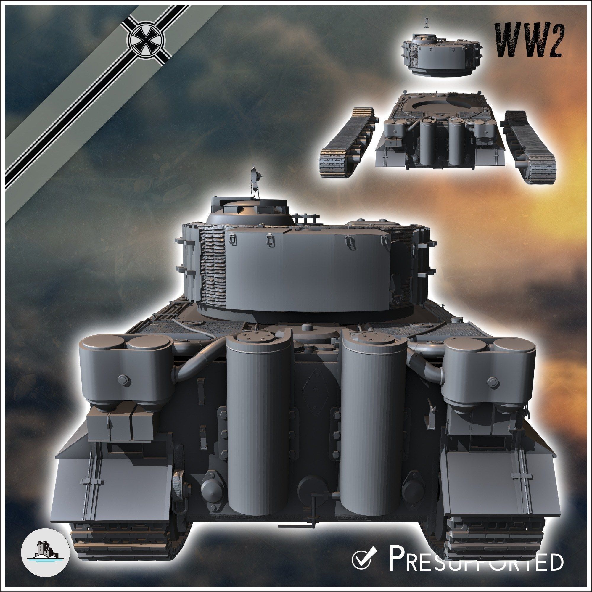 Panzer VI Tiger Ausf E 1944 late - miniatures tabletop scenery 3D print model_2