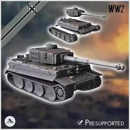 Panzer VI Tiger Ausf E 1943 middle - miniatures tabletop scenery 3D print model