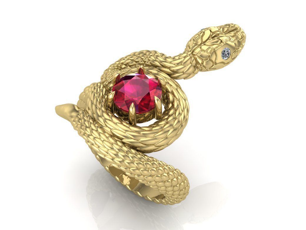 snake ring 3D print model_4