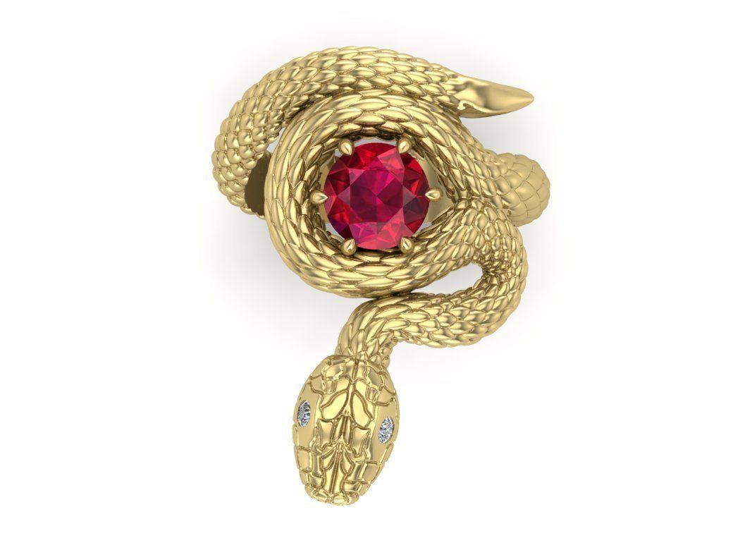 snake ring 3D print model_1