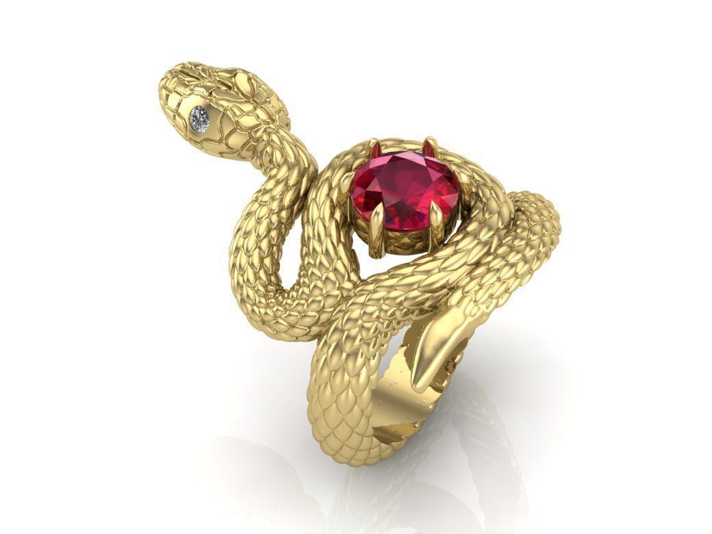 snake ring 3D print model_3