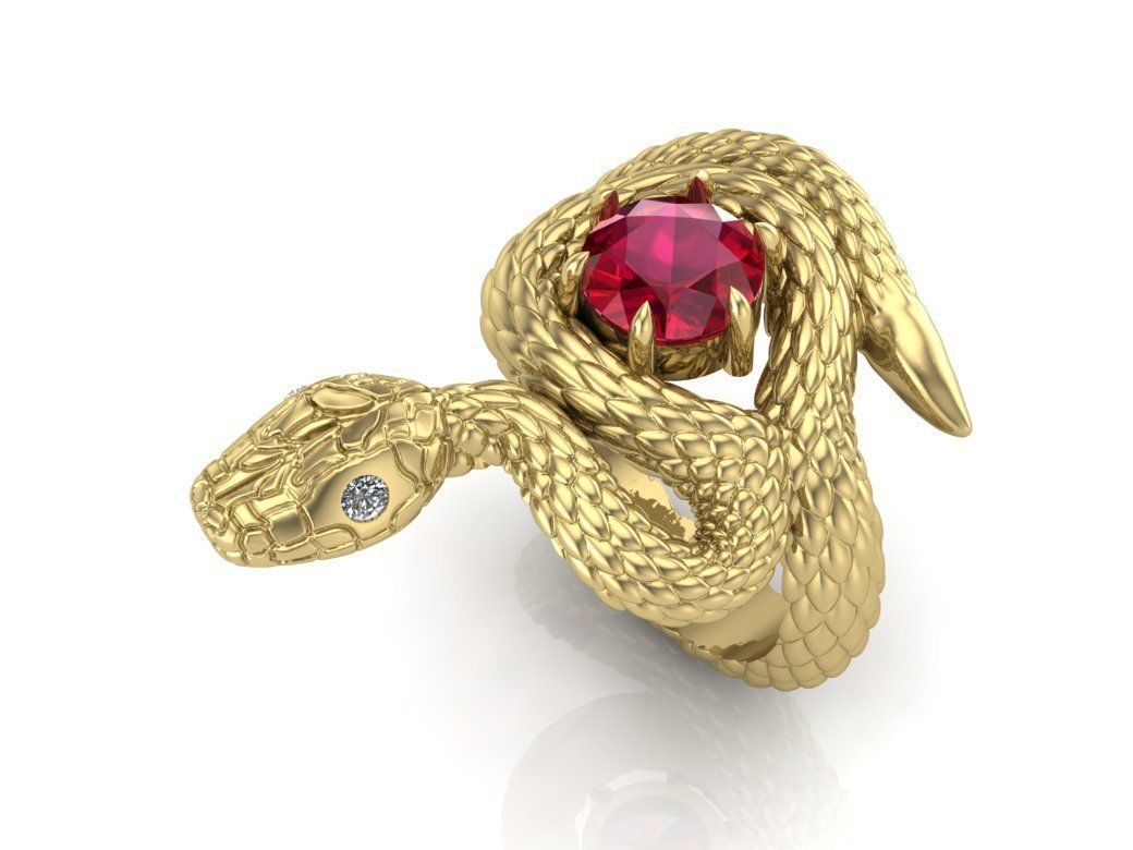 snake ring 3D print model_2