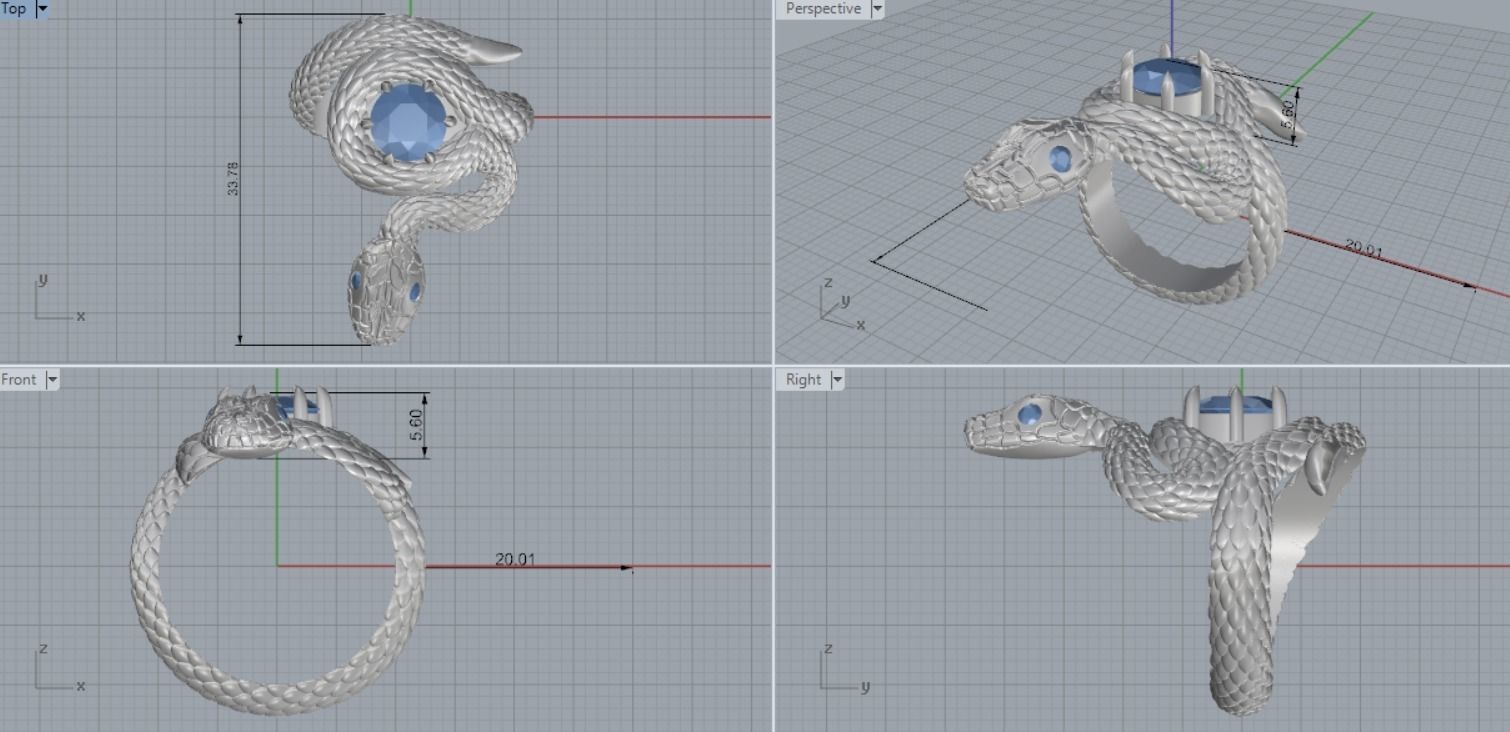 snake ring 3D print model_7