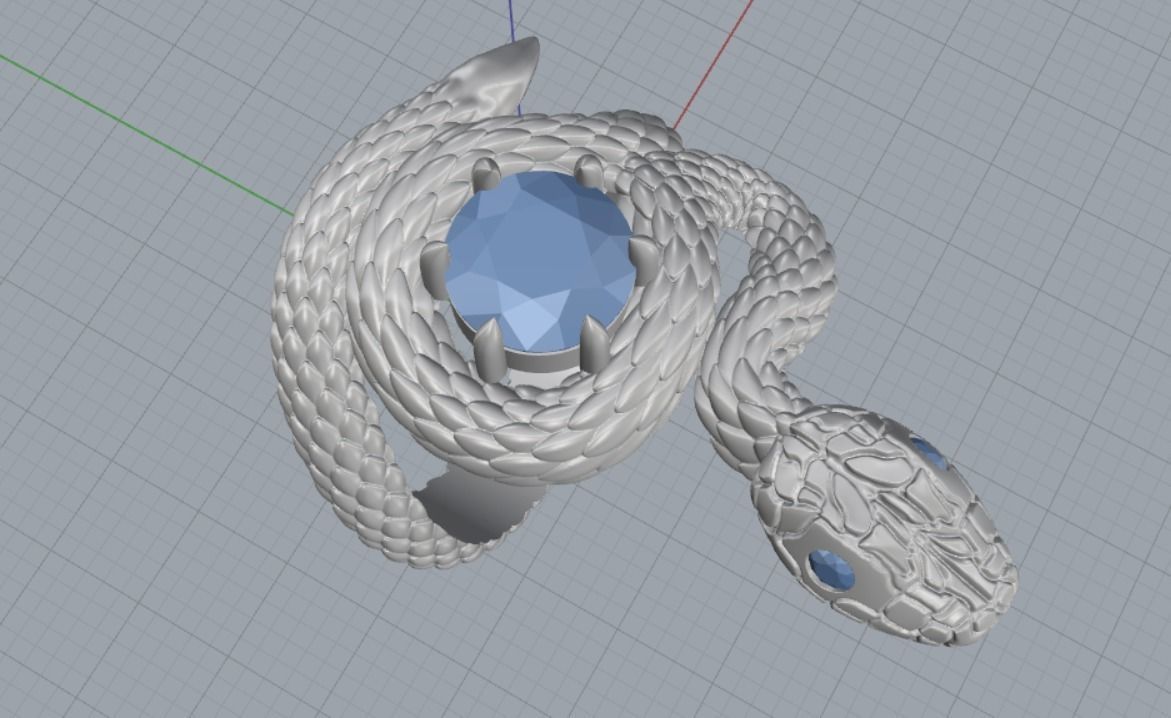snake ring 3D print model_20