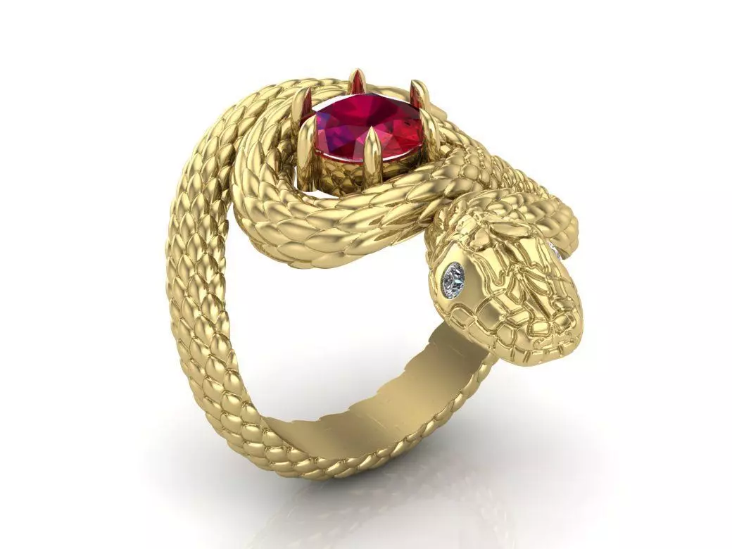 snake ring 3D print model_0
