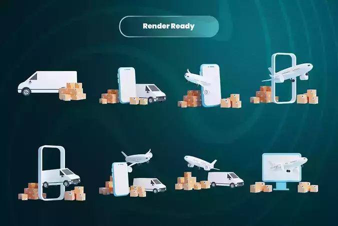 Cargo Delivery 3d Illustration Icon Pack-2
