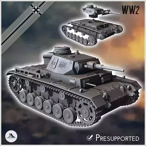 Panzer III Ausf J early - miniatures tabletop scenery