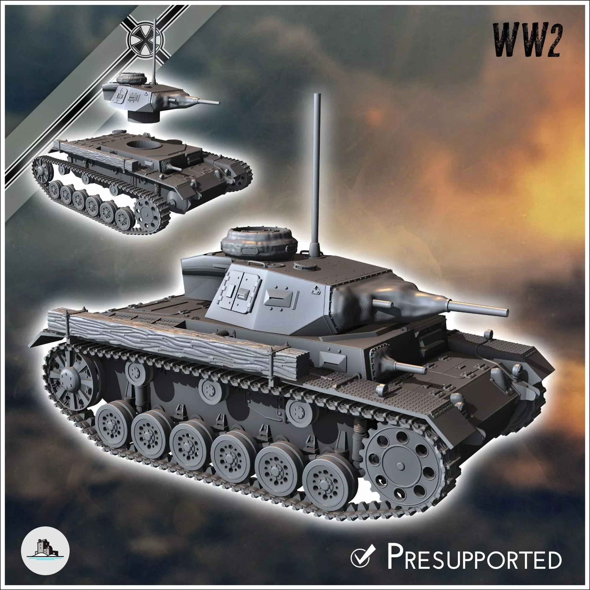 Panzer III Ausf G Tauchpanzer - miniatures tabletop scenery 3D print model