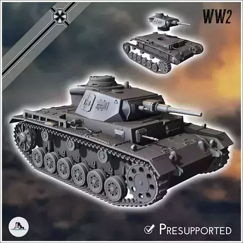 Panzer III Ausf G - miniatures tabletop scenery 3D print model