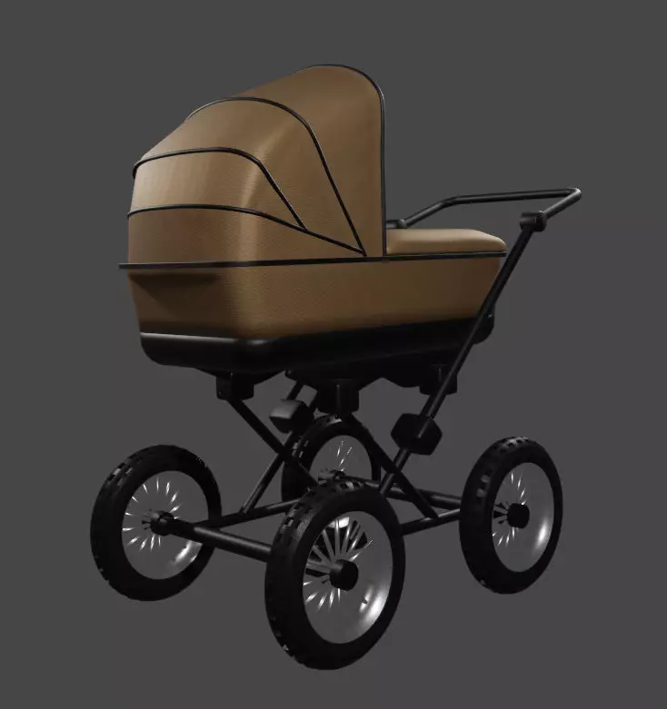 Baby carriage 3D model_0