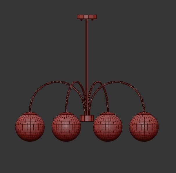 Golden Orb Chandelier 3D model_2