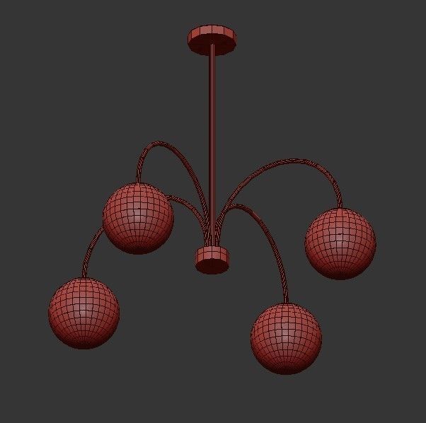 Golden Orb Chandelier 3D model_3