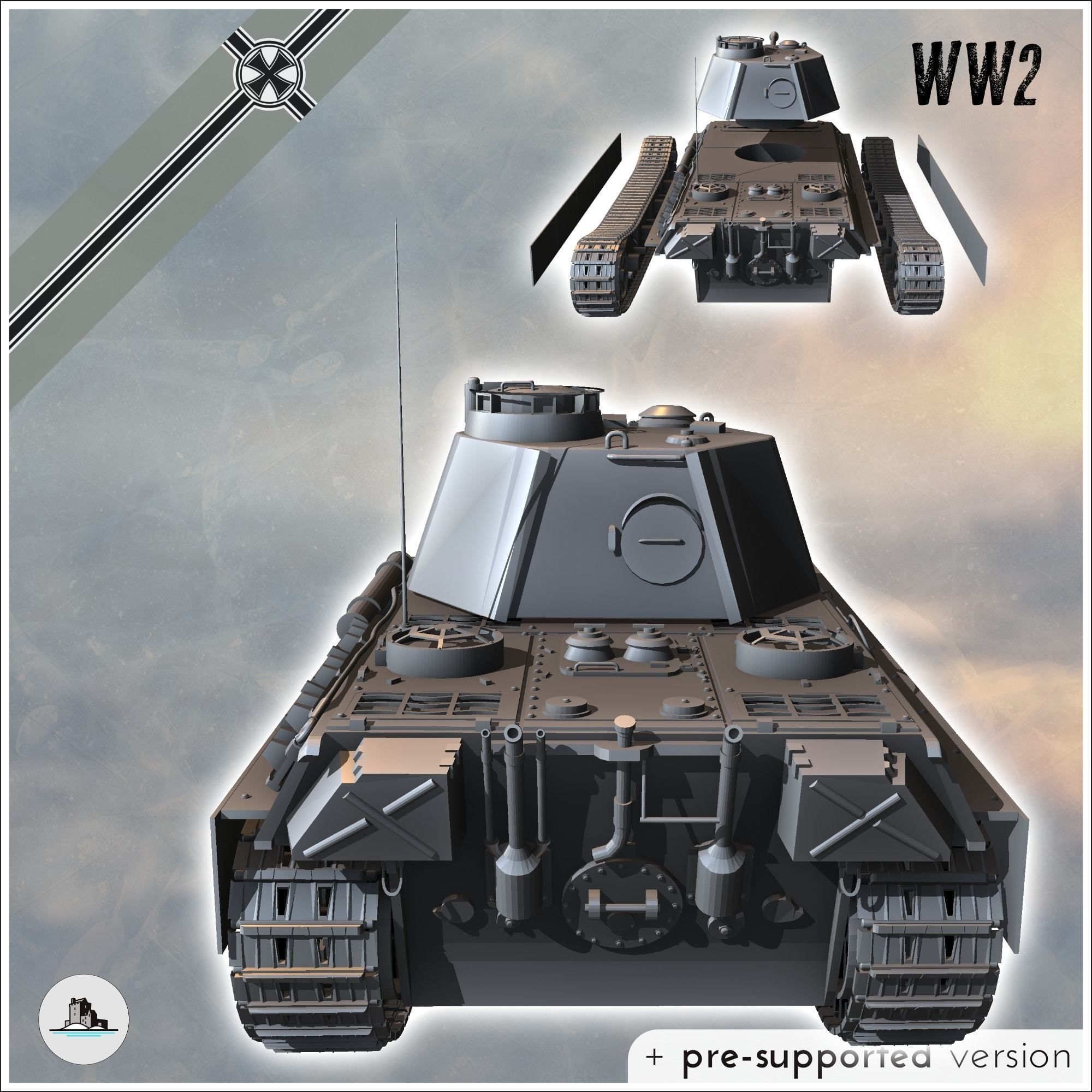 Panther Ausf G 15mm - miniatures tabletop scenery 3D print model_2