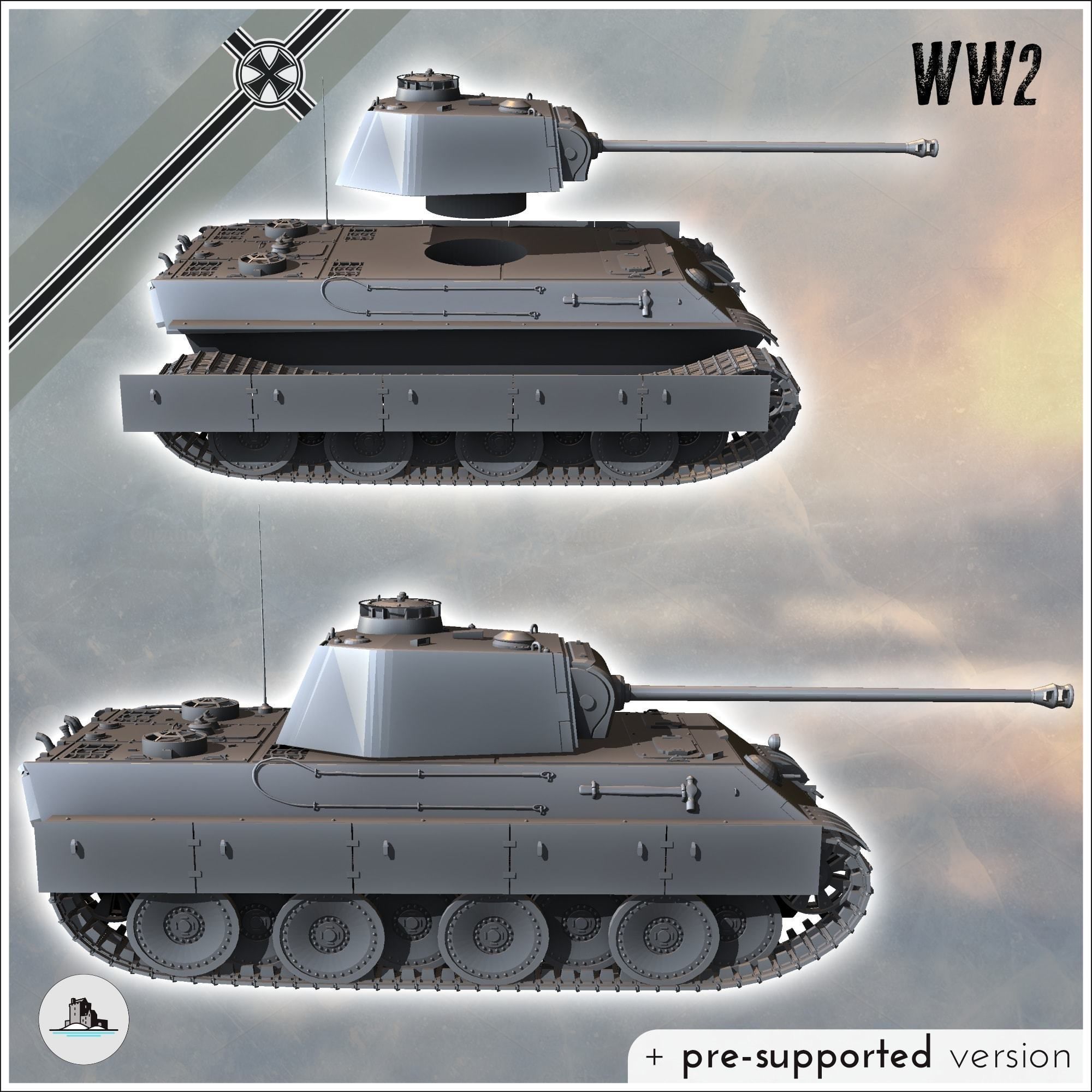 Panther Ausf G 15mm - miniatures tabletop scenery 3D print model_1