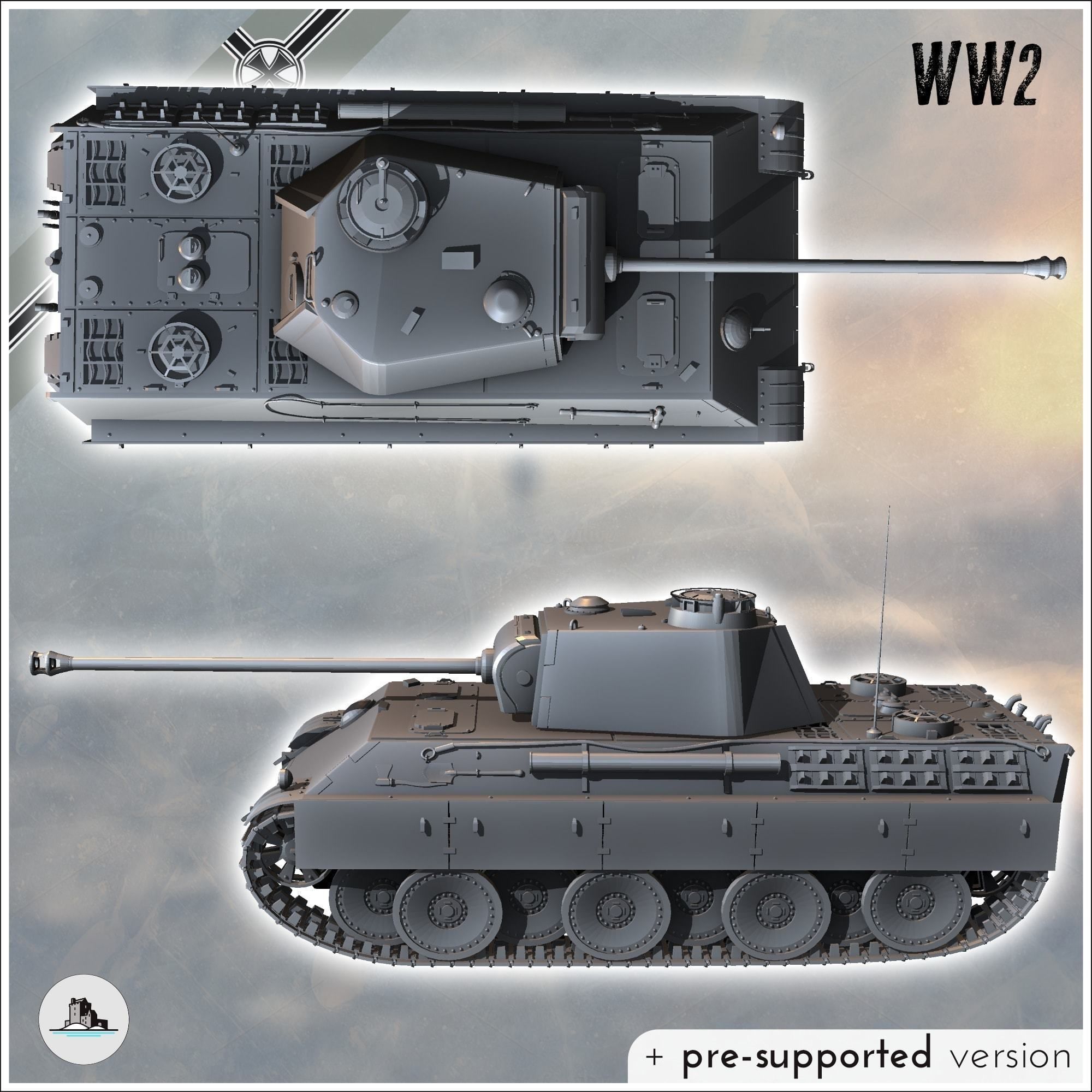Panther Ausf G 15mm - miniatures tabletop scenery 3D print model_3