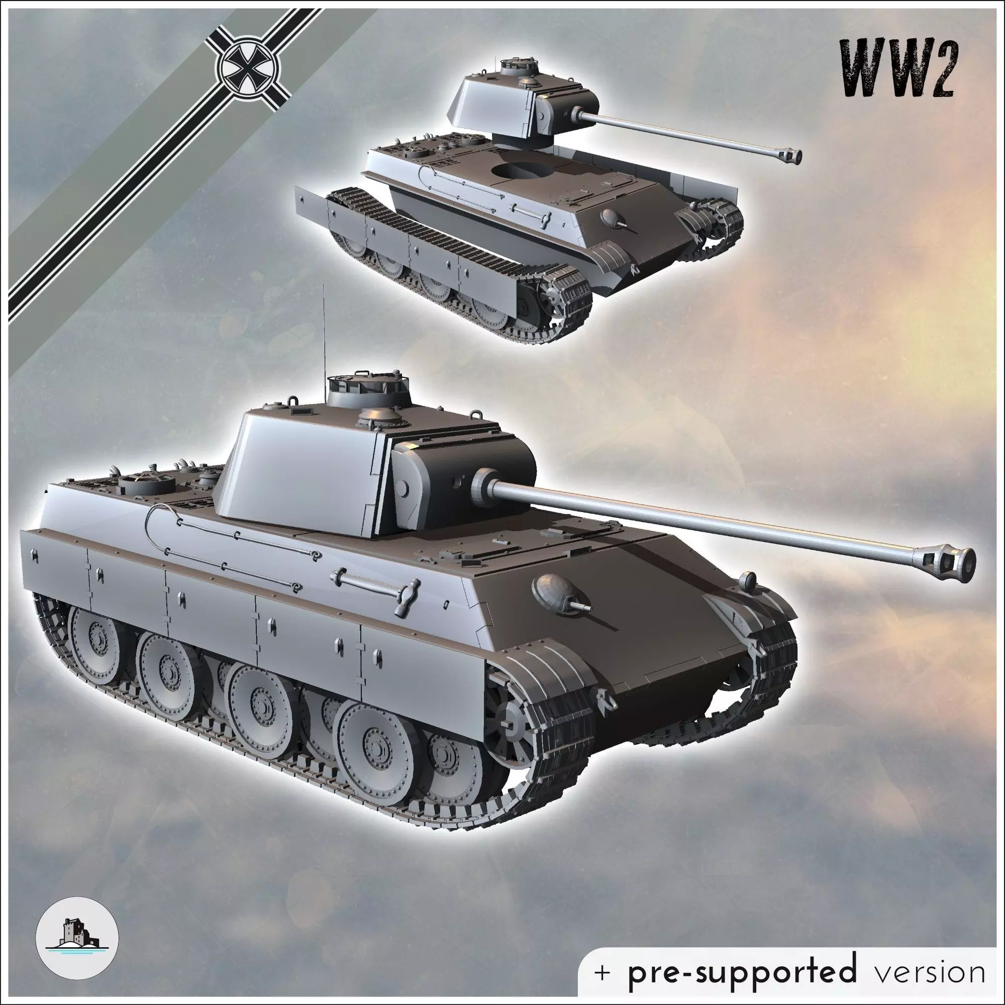 Panther Ausf G 15mm - miniatures tabletop scenery 3D print model_0