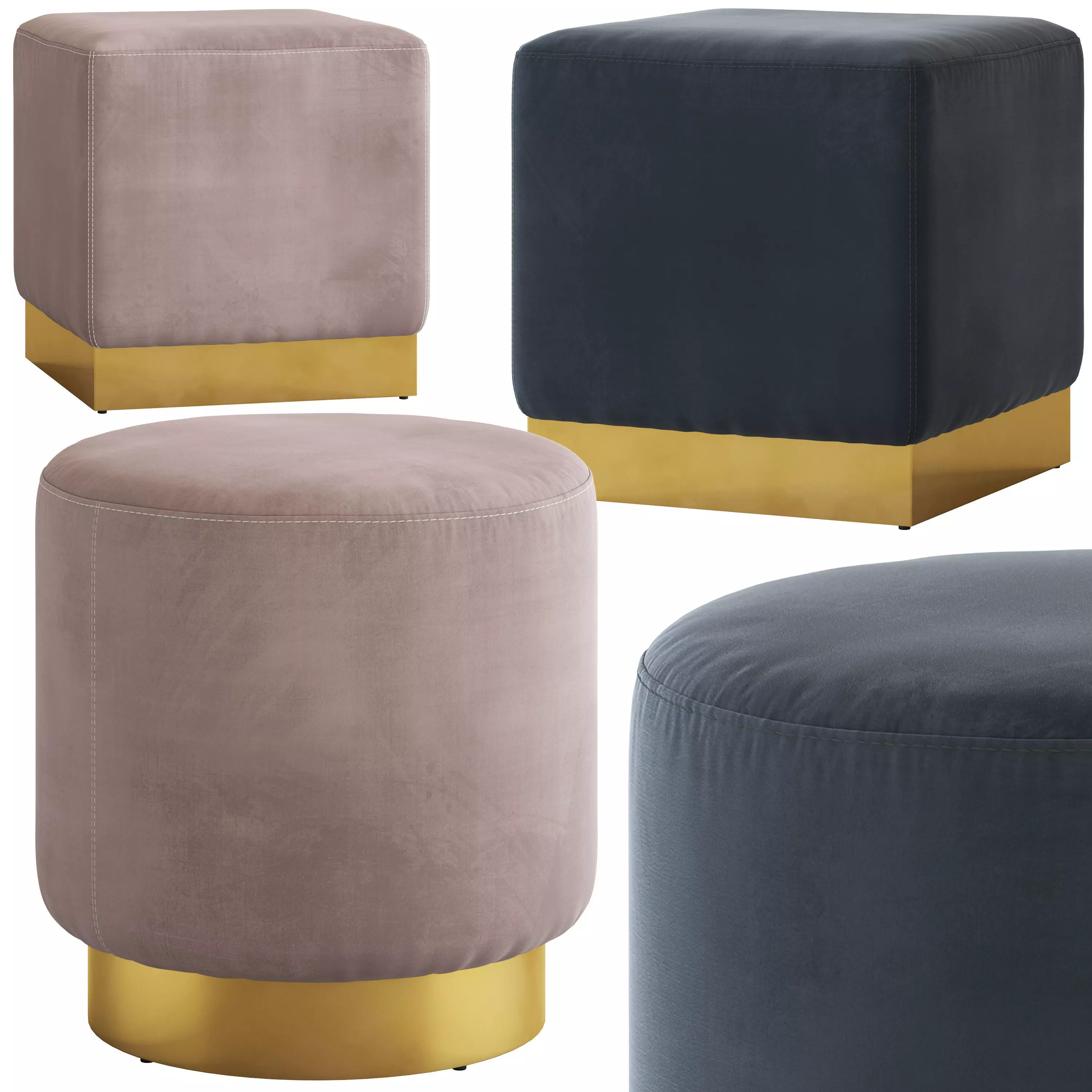 Coco Republic Baxter Ottoman 3D model_0