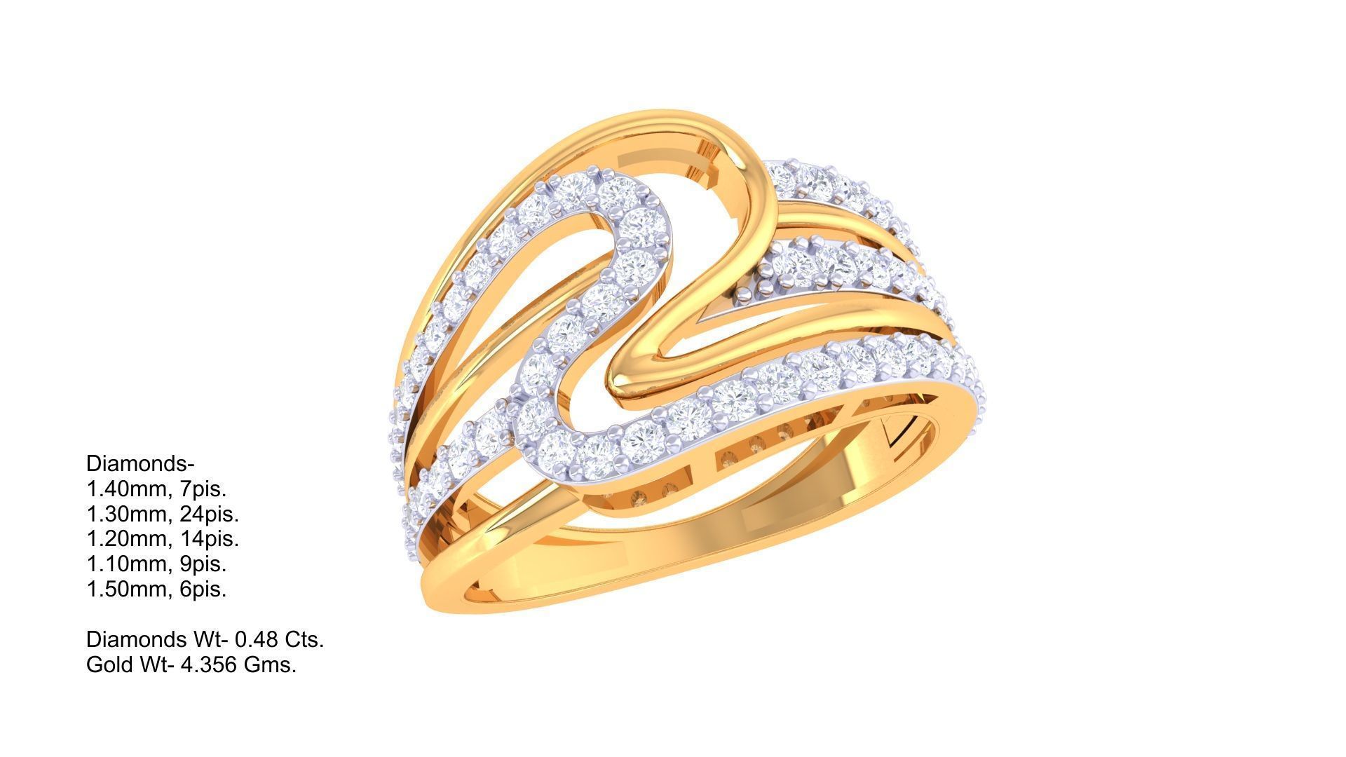 Ladies diamond ring 3D print model_1