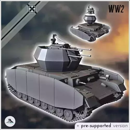 Flakpanzer IV AA Wirbelwind - miniatures tabletop scenery 3D print model