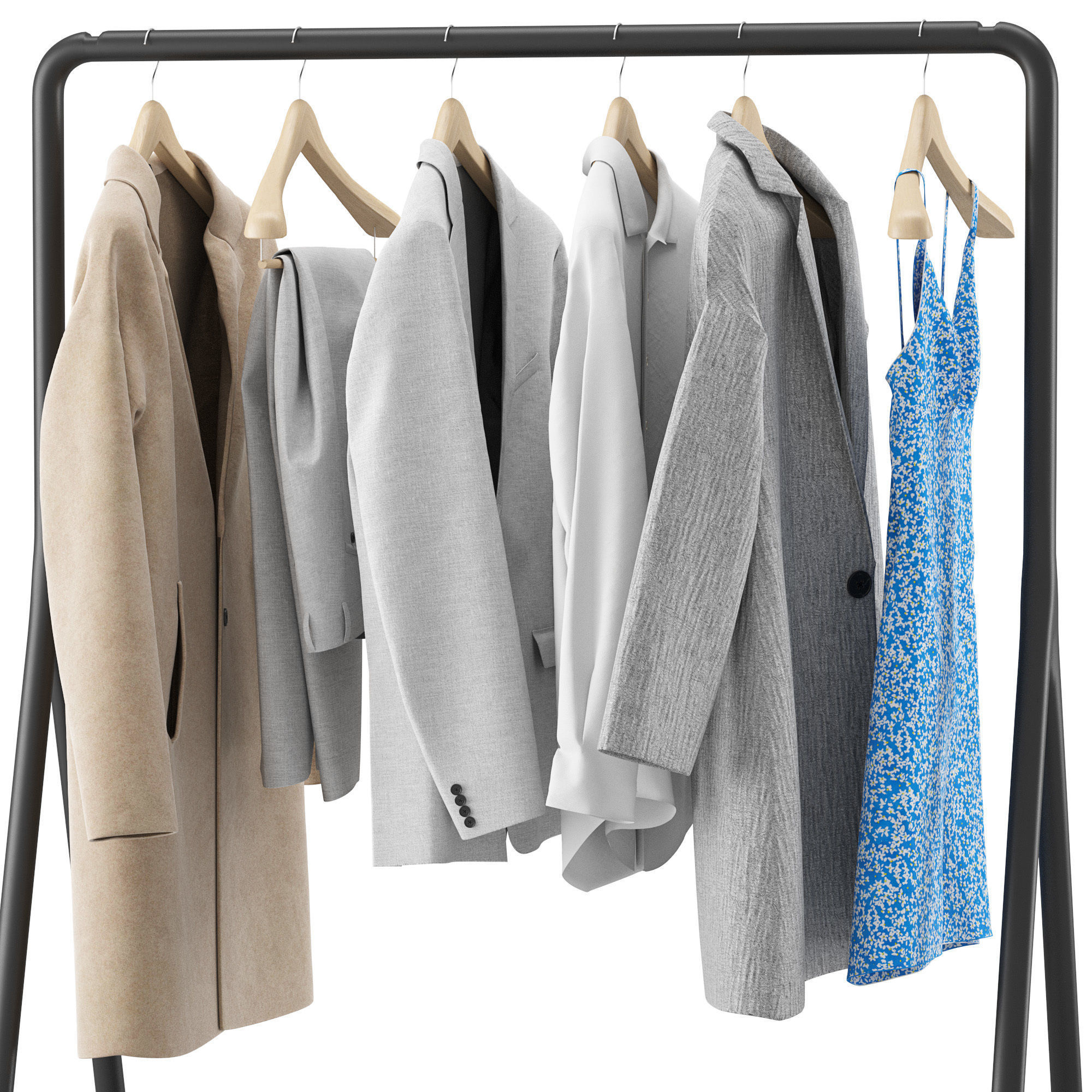 Clothes on the rack Set 02 3D model_1