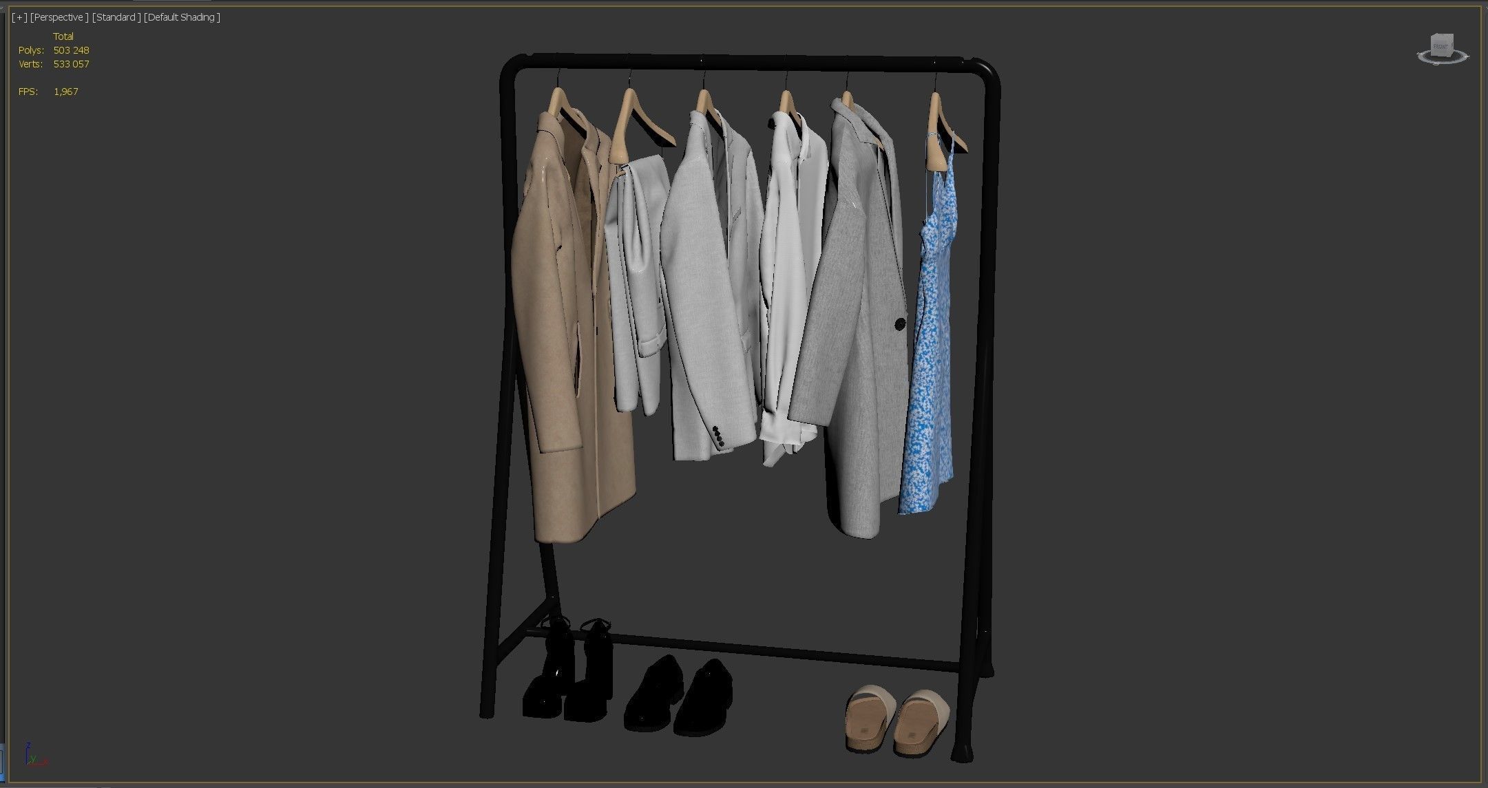 Clothes on the rack Set 02 3D model_8