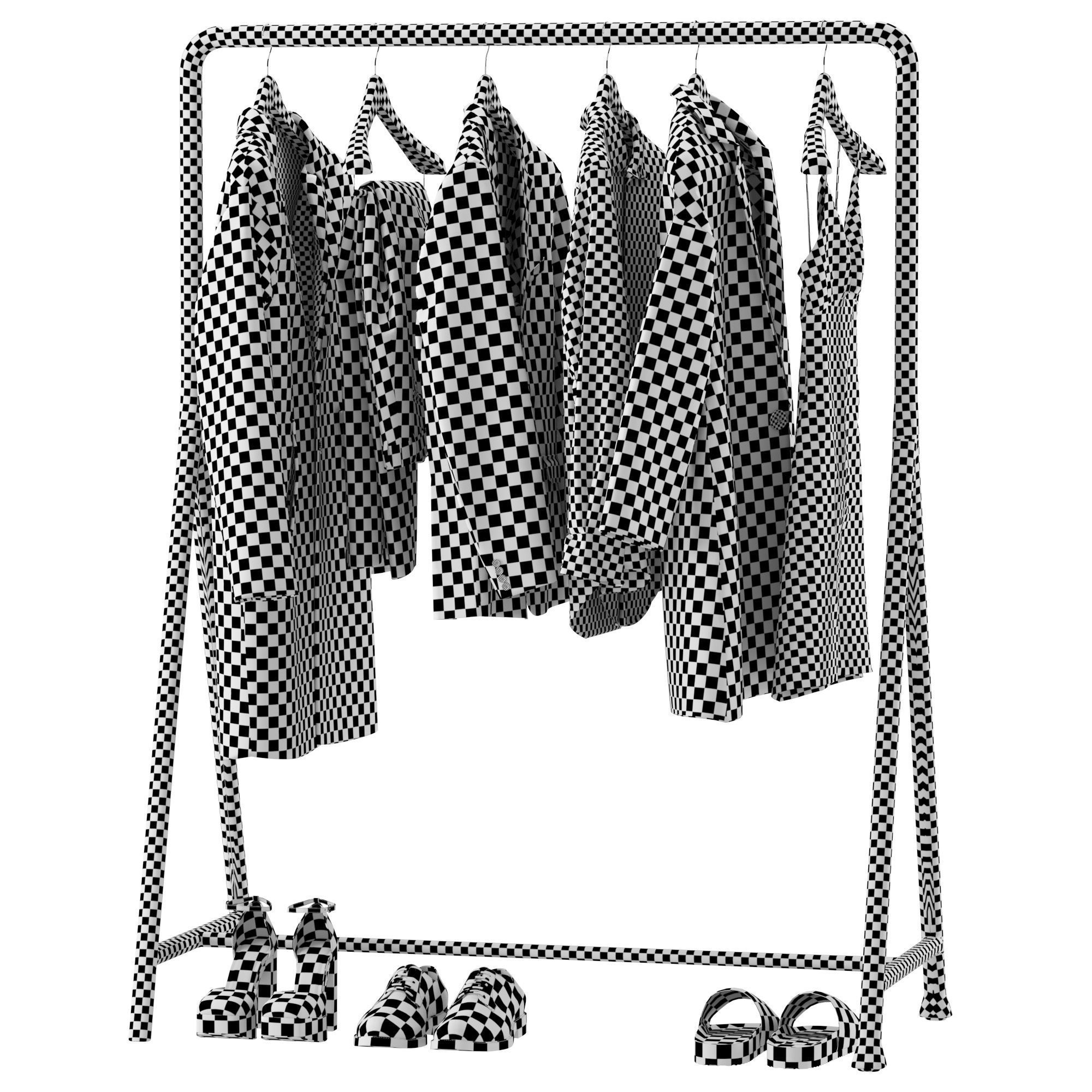 Clothes on the rack Set 02 3D model_7