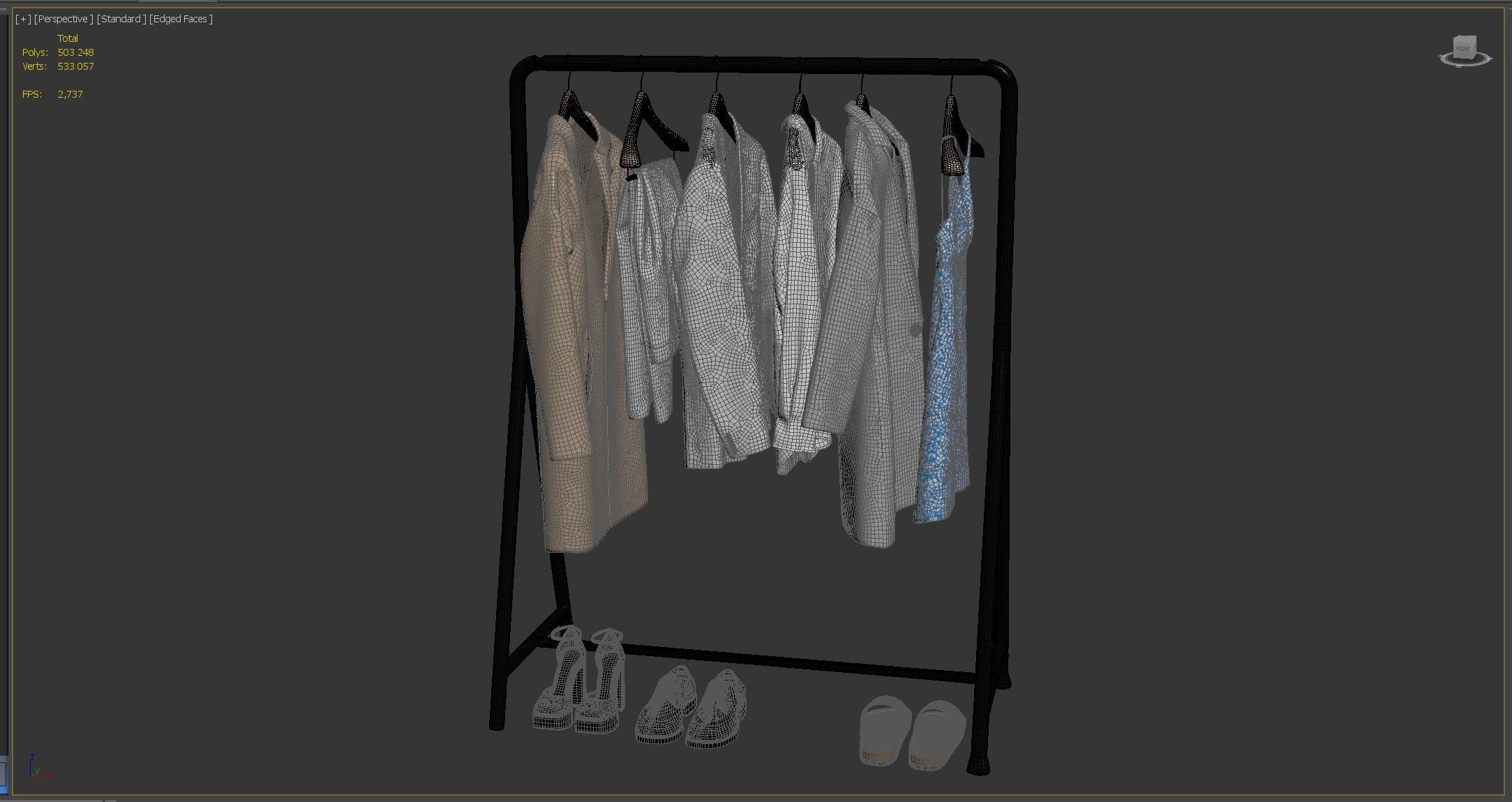 Clothes on the rack Set 02 3D model_9