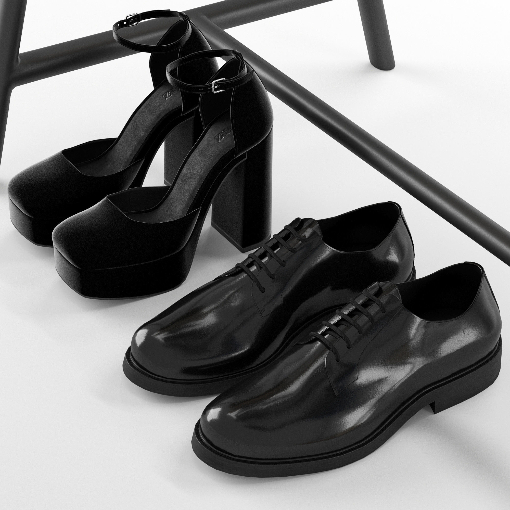 Clothes on the rack Set 02 3D model_5