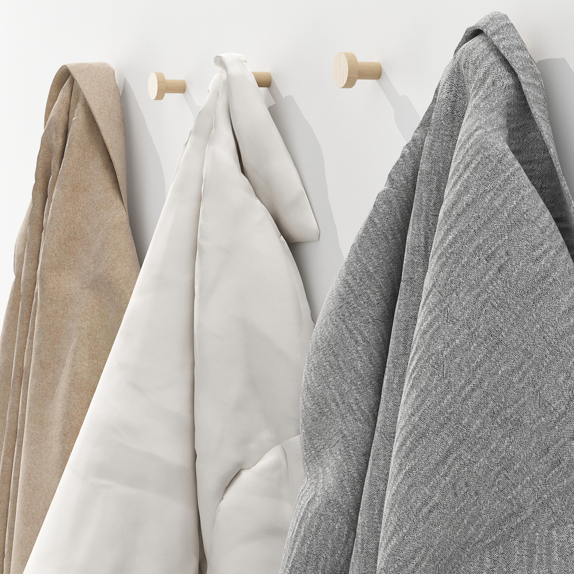 Outerwear and cap on hooks Set 01 3D model_3