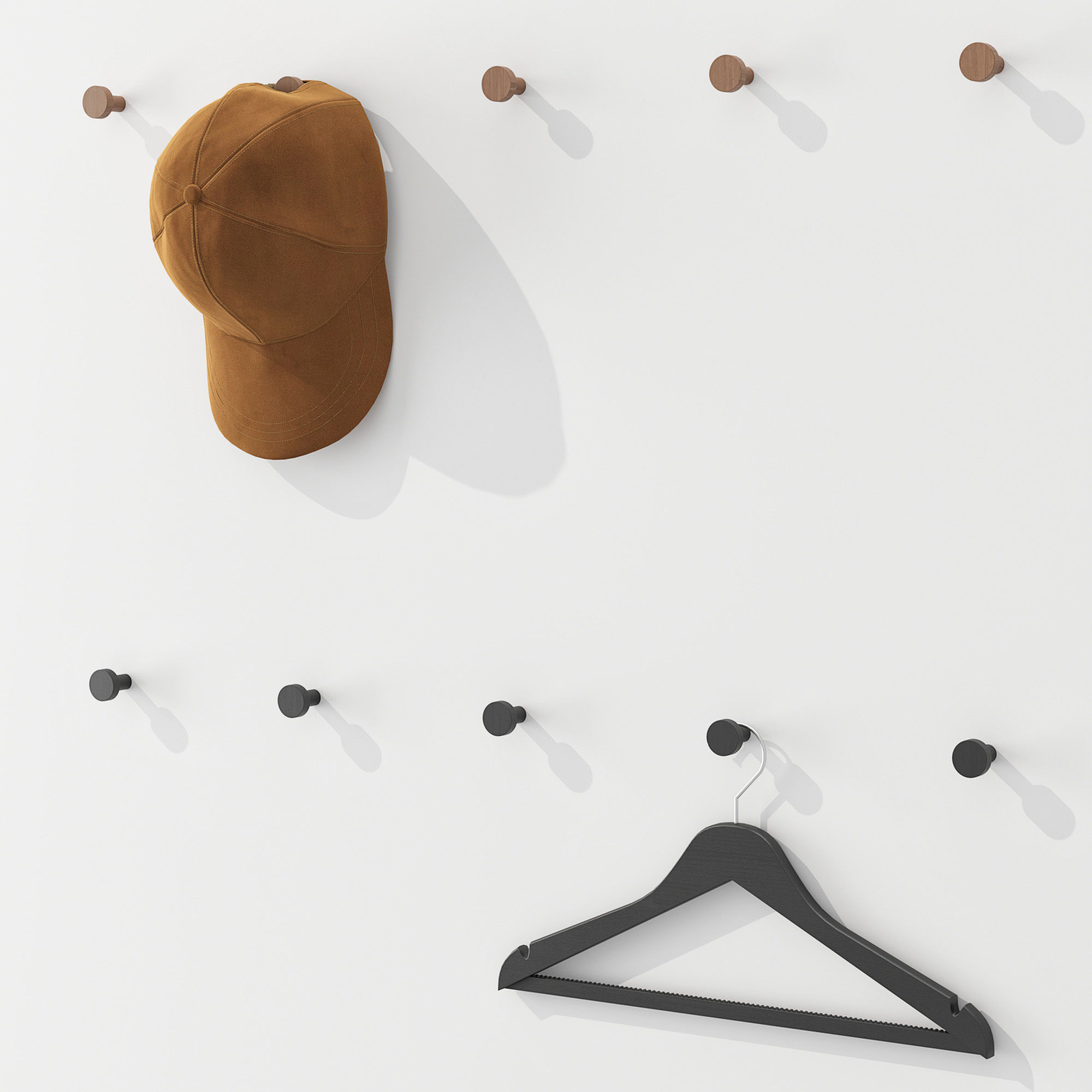 Outerwear and cap on hooks Set 01 3D model_1