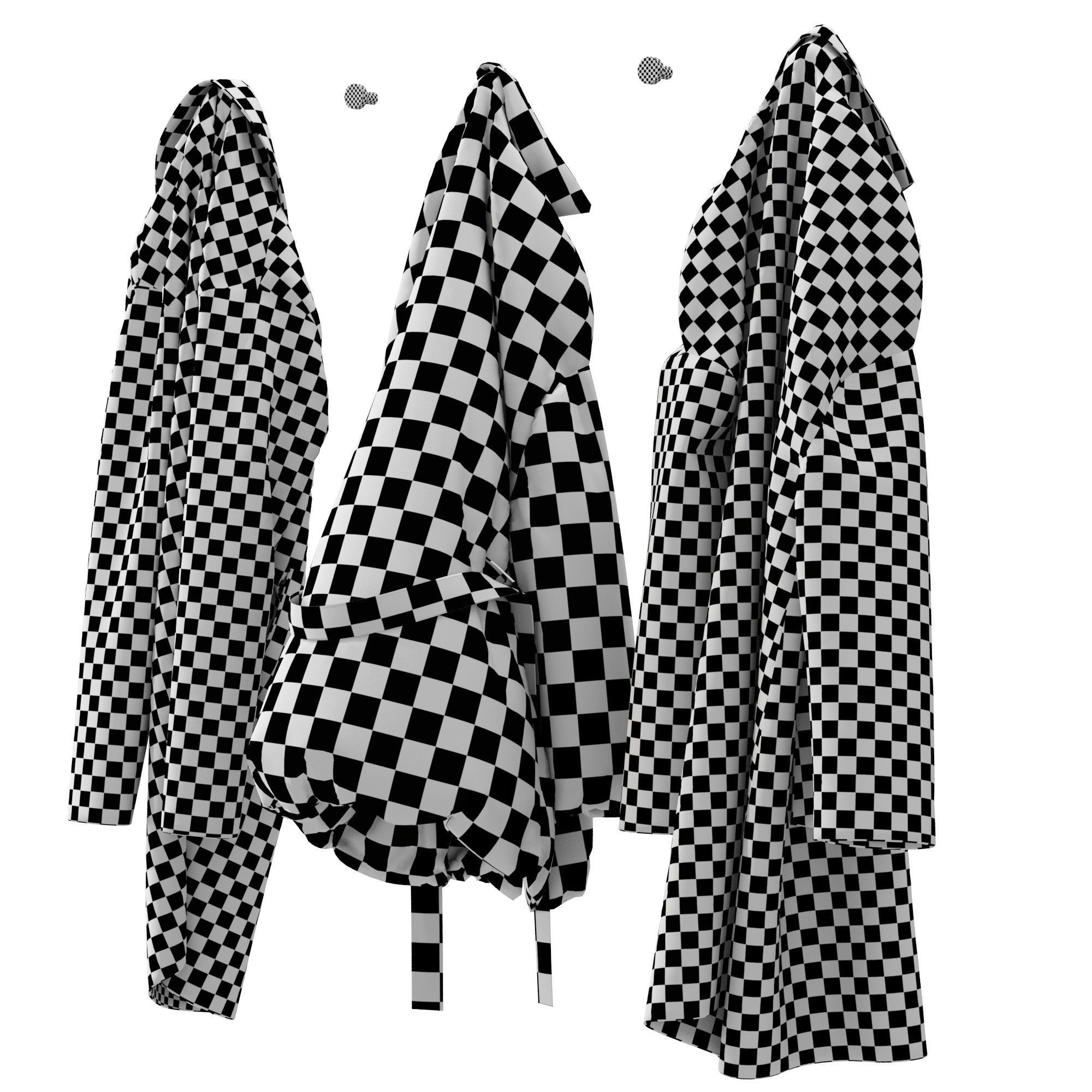 Outerwear and cap on hooks Set 01 3D model_7