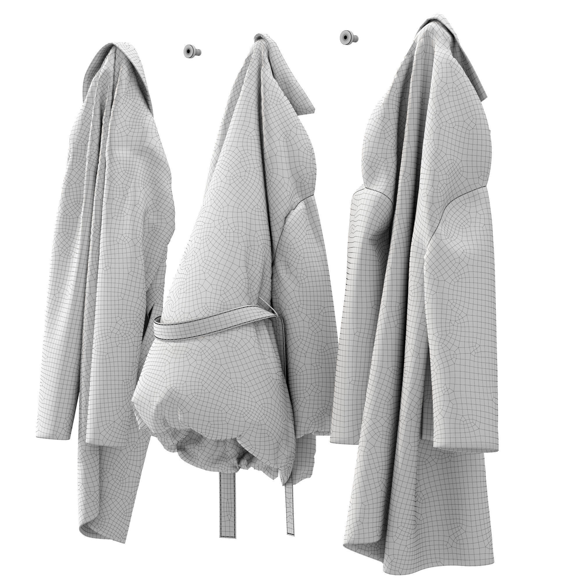 Outerwear and cap on hooks Set 01 3D model_6