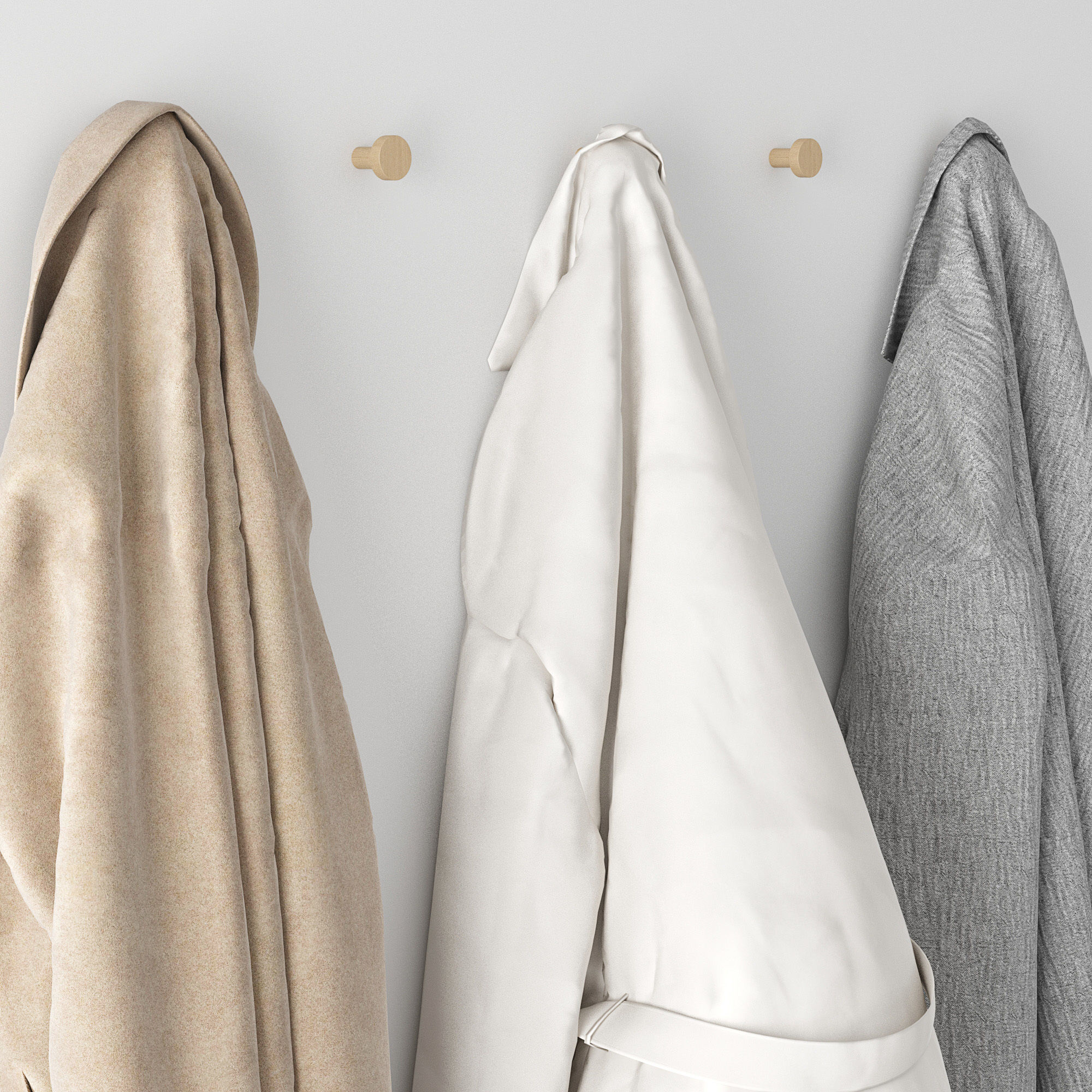 Outerwear and cap on hooks Set 01 3D model_8